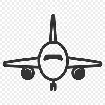 Illustrative vector artwork of a commercial airliner in flight.