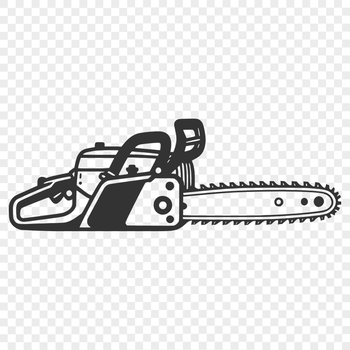 A high-quality vector illustration of a chainsaw tool, suitable for cutting machine designs and stencils.