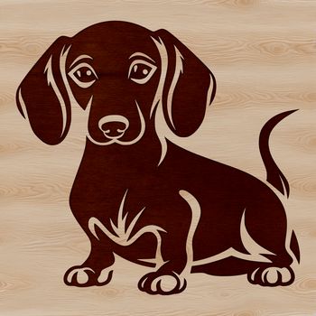 A sitting dachshund dog, depicted as a simple vector illustration.