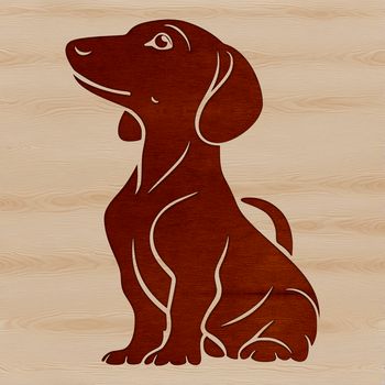 A sitting dachshund breed dog in a vector design.