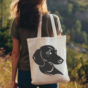 A realistic vector illustration of a Dachshund's head with detailed features.