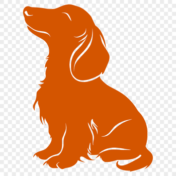 An SVG vector graphic image of a cute dachshund sitting on its haunches.