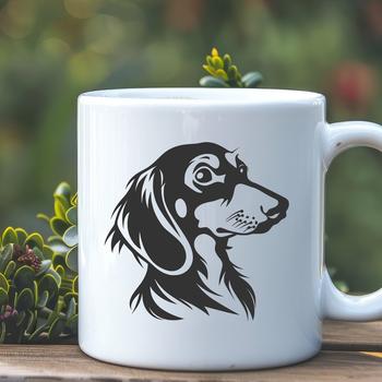 A stylized illustration of a Dachshund's head in vector format.
