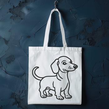 A simple line drawing of a standing dachshund animal.