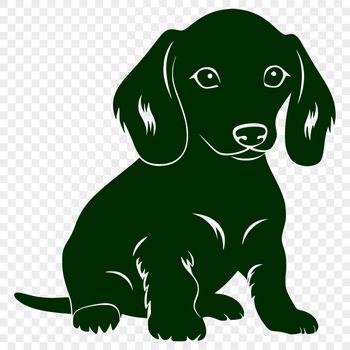An SVG vector graphic of a sitting dachshund animal in profile.