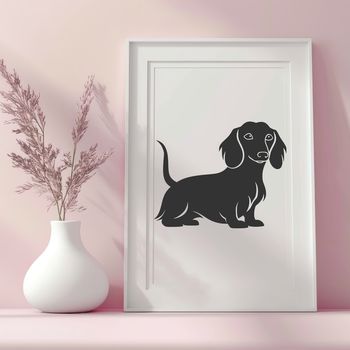 Vector art of a small dachshund animal in its entirety.