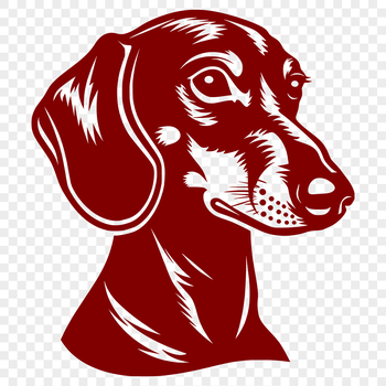 A vector illustration of a playful Dachshund breed dog's head in various poses.