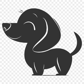 A full-body illustration of a standing Dachshund dog with a simple outline style.