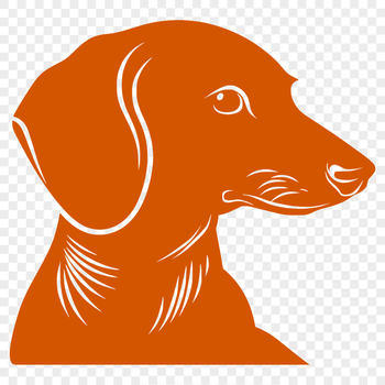 A vector illustration of a cute Dachshund's head with rounded features and floppy ears.
