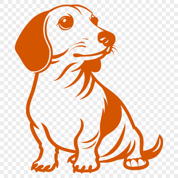 A close-up illustration of a sitting Dachshund breed dog with distinctive features.