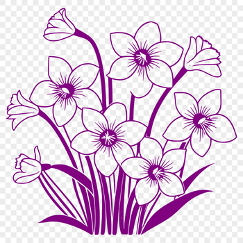 A bright yellow daffodil flower with white trumpet-shaped center, suitable for vector art and design projects.