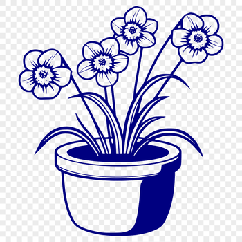 Illustration of a daffodil flower in a pot, suitable for digital designs.