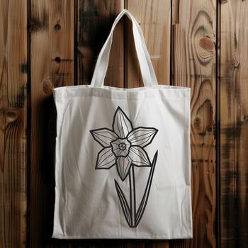 A vector illustration of a blooming daffodil flower with trumpet-shaped petals.