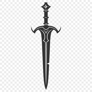 A simple line drawing of a witch's dagger against a dark background, inspired by Gothic and horror themes.