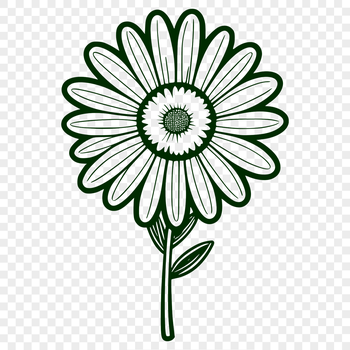 A detailed digital clip art design of a daisy plant featuring layered petal shapes in various sizes.