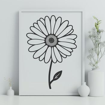 A high-quality digital illustration of a white daisy flower with yellow center on a transparent background.