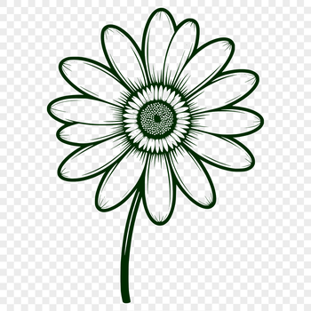 A stylized illustration of a daisy flower made from interconnected shapes.