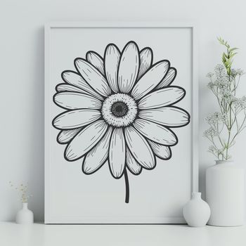 A high-quality illustration of a single daisy flower with detailed petals.