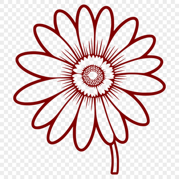 A stylized illustration of a white daisy with yellow center on a green stem.