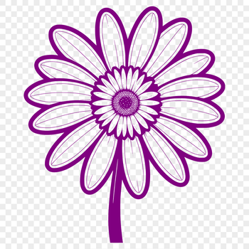 A high-resolution vector illustration of a white daisy with yellow center on a green stem.