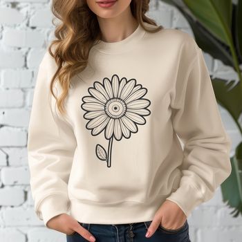 A stylized illustration of a daisy flower made from vector shapes.