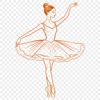 A solo female ballet dancer in a tutu, posed on one leg.
