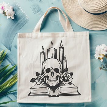 A vector art depiction of a skull with ornate details inspired by Gothic architecture and design motifs.