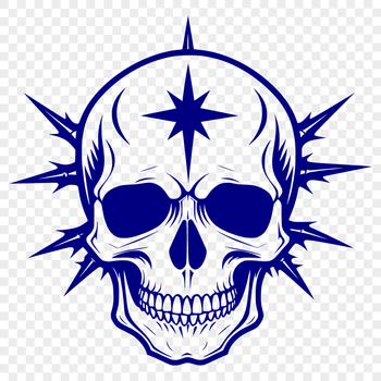 A medieval-style skull illustration in vector format, suitable for various design projects.