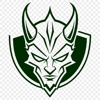 A demonic figure with horns and a pitchfork, depicted in bold lines, ideal for vector design or clip art.