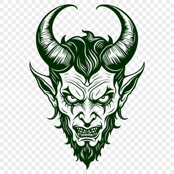 A digital illustration of the devil in a menacing pose.