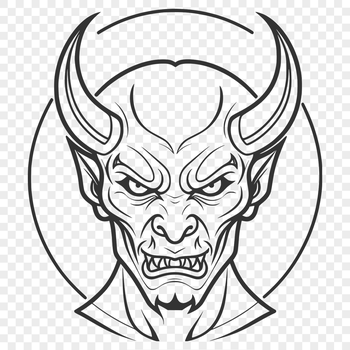 A satanic figure with horns and a pitchfork, suitable for Halloween decorations or artwork.