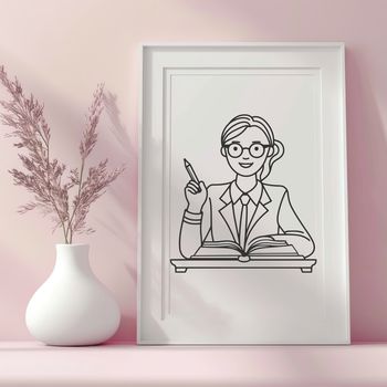 A professional woman in a teaching role, vector illustration suitable for educational materials.