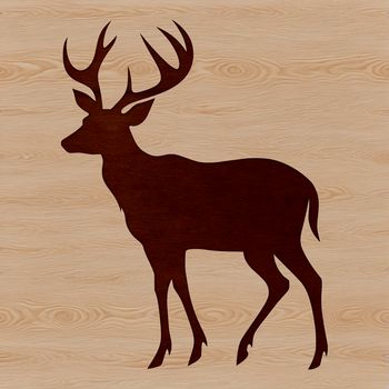 A simple line art silhouette of a deer in a wild animal pose.