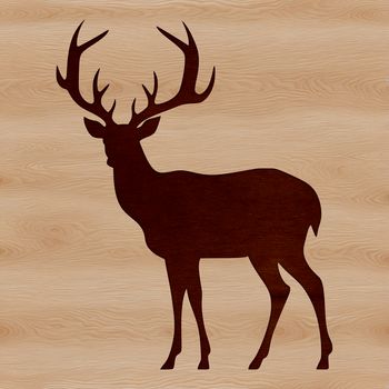 A simple vector design of a deer silhouette against a white background.