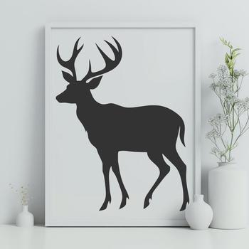 A simple silhouette of a deer against a transparent background.