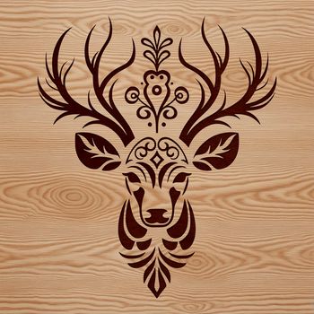 A detailed illustration of a wild animal's head, featuring a deer in ornate style.