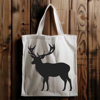 A simple outline silhouette of a deer in its natural habitat.