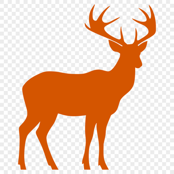 An illustration of a deer in full-body silhouette form.