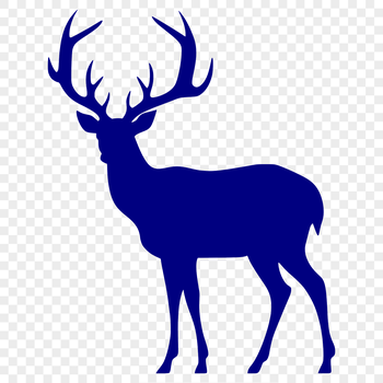 A silhouette of a deer in full body view, suitable for vector art and design projects.