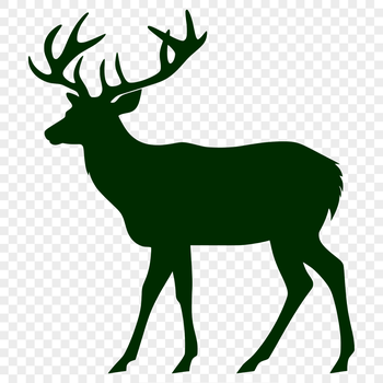 A simple silhouette illustration of a deer in full body view.