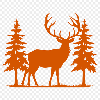 A silhouette illustration of a deer in full body view.