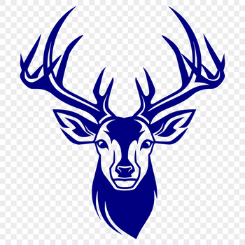 A detailed illustration of a deer's head with its distinctive antlers.