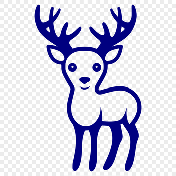 A simple line drawing of a cute deer standing upright.