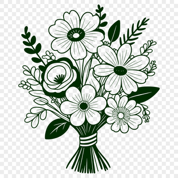 A stylized bouquet of flowers, suitable for vector graphics and digital crafting.