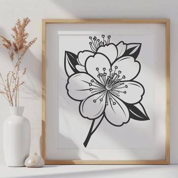 An SVG graphic representation of a single sakura blossom with petals unfolding from the center.