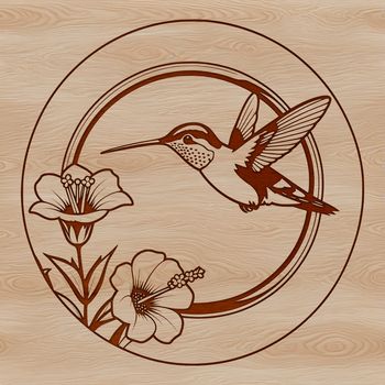 Illustration of a hummingbird perched on a branch, designed as vector art for digital and commercial use.