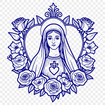 A stylized illustration of a heart with floral elements, commonly used in religious contexts.