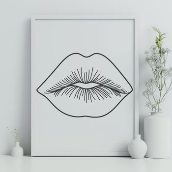 Detailed illustration of human lips in vector format.