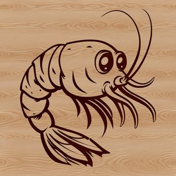 A cartoon shrimp illustration in vector format.