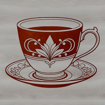 A delicate hand-drawn illustration of a teacup, suitable for vector graphics design.